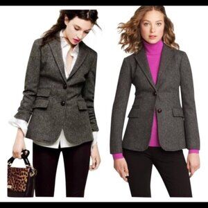 J. Crew Blazer Women Size 4 Wool Herringbone Tweed Vintage